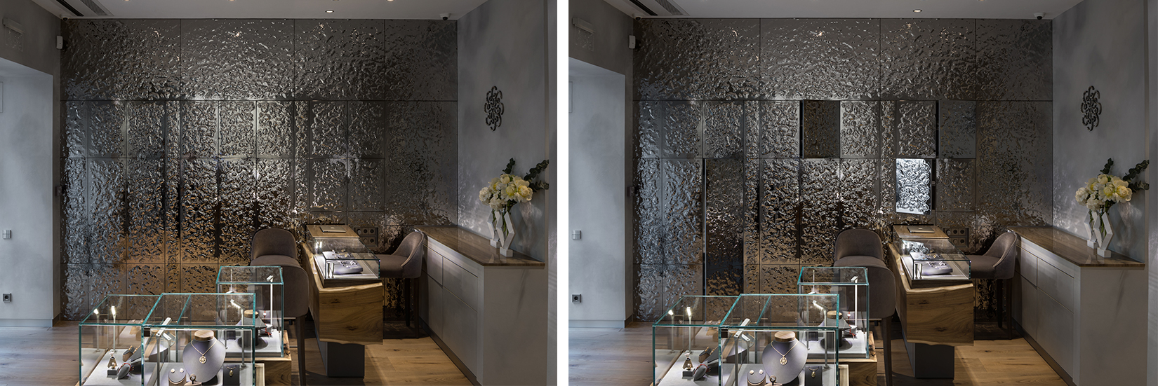 OBERIG JEWELRY  Wall Glass Panels +Object